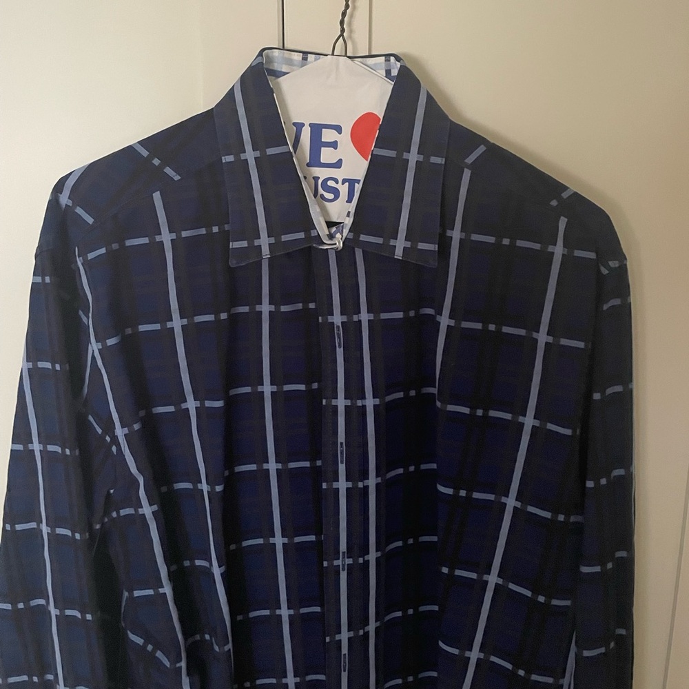 Blue Striped Buttown Down Casual Tasso Elba Shirt